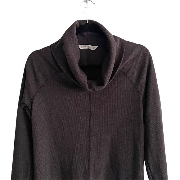 WOOLRICH Cowl Neck Thermal Waffle Knee Length Midi Dress Grey S - Picture 2 of 9